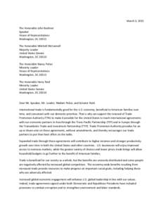 Microsoft Word - Joint letter in favor of trade promotion authority and trade agreements final