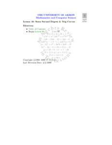 THE UNIVERSITY OF AKRON Mathematics and Computer Science Lesson 10: Some Second Degree & Trig Curves Directory  bI amrDaPS Re