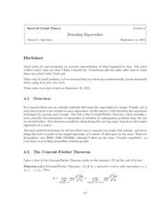Spectral Graph Theory  Lecture 4 Bounding Eigenvalues Daniel A. Spielman