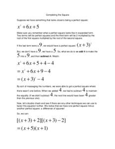 Completing the square / Congruence of squares / Mental calculation / Mathematics / Algebra / Factorization