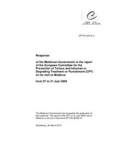 CPT/InfResponse of the Moldovan Government to the report of the European Committee for the Prevention of Torture and Inhuman or