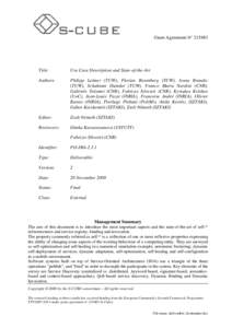 Grant Agreement N° Title: Use Case Description and State-of-the-Art