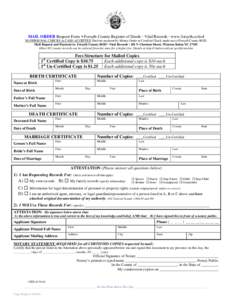 APPLICATION FOR CERTIFIED COPY OF FORSYTH COUNTY VITAL RECORD