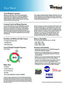 Fact Sheet  n 2010 Corporation About Whirlpool