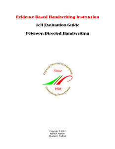 Evidence Based Handwriting Instruction Self Evaluation Guide Since  e