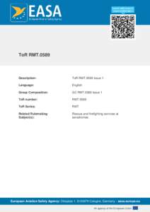 ToR RMTDescription: ToR RMT.0589 Issue 1