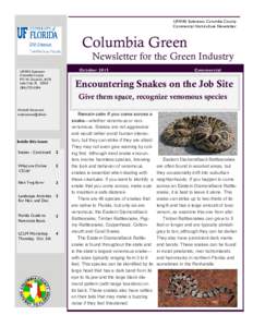 UF/IFAS Extension, Columbia County Commercial Horticulture Newsletter Columbia Green Newsletter for the Green Industry October 2015