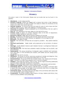 Glossary – for children’s info sheets