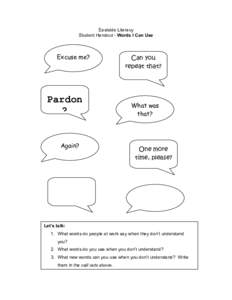 Eastside Literacy Student Handout - Words I Can Use Excuse me?  Pardon