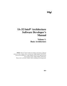 IA-32 Intel® Architecture Software Developer’s Manual Volume 1: Basic Architecture