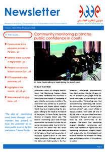 Newsletter Research and Policy Organization for Transparency and Accountability Volume  26|3rd Year | February 2013   In this issue...
