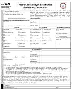 Form  W-9 Request for Taxpayer Identification  Number and Certification