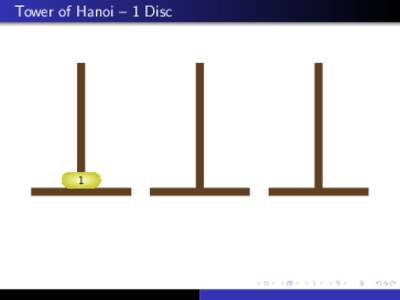 Tower of Hanoi – 1 Disc  1 Tower of Hanoi – 1 Disc
