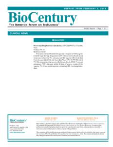 REPRINT FROM FEBRUARY 3, 2014  BioCentury T H E BERNSTEIN REPORT O N BI OB USINESS  ™