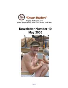 “Desert Raiders” Keeping the Legend Alive British Special Forces from North Africa, Newsletter Number 10 May 2005