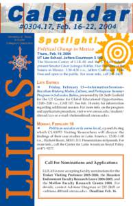 Calendar #[removed], Feb. 16–22, 2004 University of Texas at Austin College of Liberal Arts