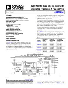 1200 MHz to 3600 MHz Rx Mixer with Integrated Fractional-N PLL and VCO ADRF6604 Data Sheet FEATURES