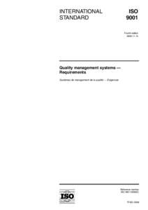 INTERNATIONAL STANDARD ISO 9001 Fourth edition
