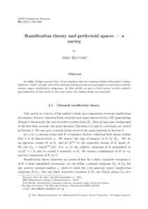 RIMS Kˆ okyˆ uroku Bessatsu Bx (201x), 000–000  Ramification theory and perfectoid spaces — a