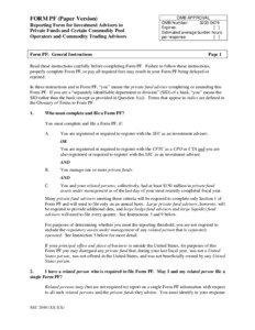 FORM PF (Paper Version) Reporting Form for Investment Advisers to Private Funds and Certain Commodity Pool