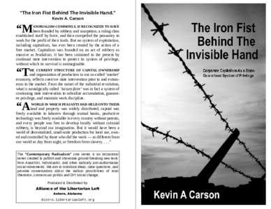 “The Iron Fist Behind The Invisible Hand.” Kevin A. Carson “M  ANORIALISM COMMONLY, IS RECOGNIZED TO HAVE