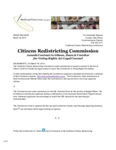 Meeting Synopsis for March 18th - Citizens Redistricting Commission