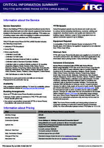CRITICAL INFORMATION SUMMARY TPG FTTB WITH HOME PHONE EXTRA LARGE BUNDLE Information about the Service Service Description