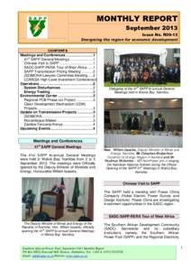 MONTHLY REPORT September 2013 Issue No. R09-13 Energising the region for economic development CONTENTS