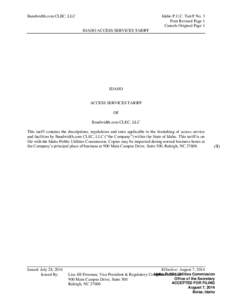 Bandwidth.com CLEC, LLC  Idaho P.U.C. Tariff No. 3 First Revised Page 1 Cancels Original Page 1 IDAHO ACCESS SERVICES TARIFF