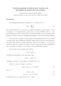 POLYLOGARITHMS, MULTIPLE ZETA VALUES, AND THE SERIES OF HJORTNAES AND COMTET Notes by Tim Jameson (December[removed]edited by Graham Jameson, with references added, March[removed]Introduction The polylogarithm function is d