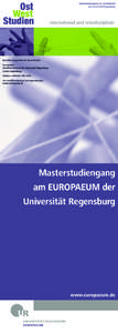 Masterstudiengang am EUROPAEUM der Universität Regensburg
