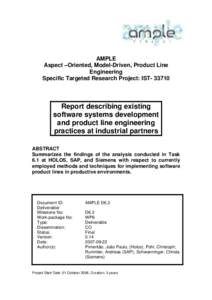 AMPLE Aspect –Oriented, Model-Driven, Product Line Engineering Specific Targeted Research Project: IST[removed]Report describing existing