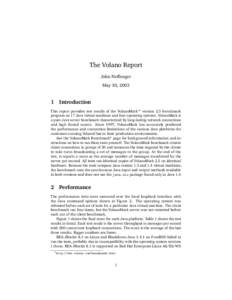 The Volano Report John Neffenger May 30, 2003 1