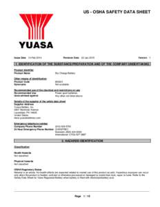 US - OSHA SAFETY DATA SHEET  Issue Date 13-Feb-2014 Revision Date 22-Jan-2015