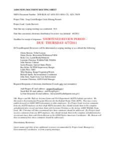 ASDO NEPA DOCUMENT ROUTING SHEET NEPA Document Number: DOI-BLM-AZ-A010[removed]–CX, AZA[removed]Project Title: Soap Creek/Badger Creek Filming Permits Project Lead: Linda Barwick Date that any scoping meeting was conduc