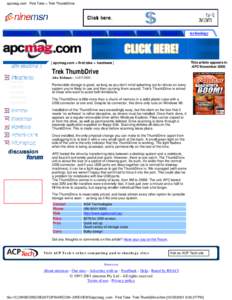 apcmag.com - First Take > Trek ThumbDrive  ninemsn home web search