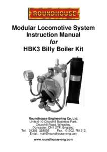 Modular Locomotive System Instruction Manual for HBK3 Billy Boiler Kit  Roundhouse Engineering Co. Ltd.