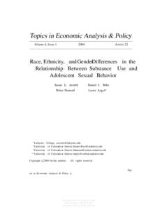 Race, Ethnicity, and Gender Differences in the Relationship Between Substance Use and Adolescent Sexual Behavior