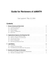 Zentralblatt MATH / Review websites / Review / Book review / Academic publishing