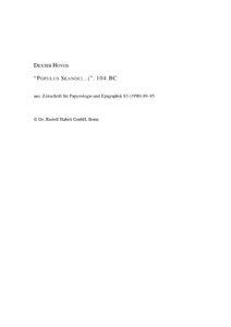 DEXTER HOYOS “P OPUL US S E ANOC[ . . . ] ” , 104 BC aus: Zeitschrift für Papyrologie und Epigraphik[removed]–95