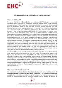 AISBL European Haemophilia Consortium (EHC) NoRue de l’Industrie/ Nijverheidsstraat 10, 1000 Brussels, Belgium Tel. +70; Email: ; Website: www.ehc.eu EHC Response to the Publi