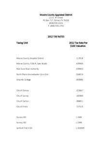 Moore County Appraisal District 121 E. 6th Street PO Box 717, Dumas TX4193 F: (