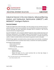 INDUSTRIAL INTERNET IN ACTION  CASE STUDY Industrial Internet in the Lime Industry: Advanced Burning Analysis and Combustion Optimization (ABACO™) with