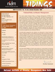 Towards a disaster free India  www.nidm.gov.in NIDM Newsletter Vol. IV, No.4, October-December 2009