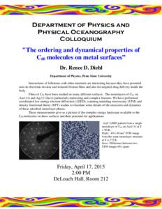 Department of Physics and Physical Oceanography Colloquium