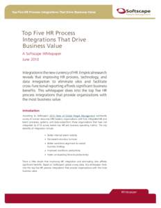 Top Five HR Process Integrations That Drive Business Value  TM TM