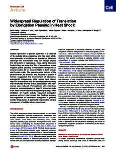 Widespread Regulation of Translation by Elongation Pausing in Heat Shock