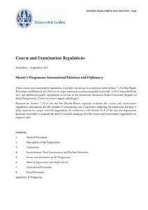 Model-OER MENG - draft  Course and Examination Regulations Valid from 1 SeptemberMaster’s Programme International Relations and Diplomacy