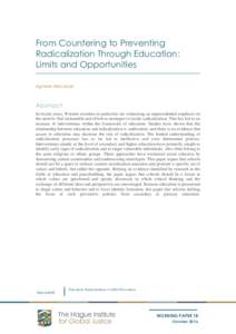 From Countering to Preventing Radicalization Through Education: Limits and Opportunities Agnese Macaluso  Abstract