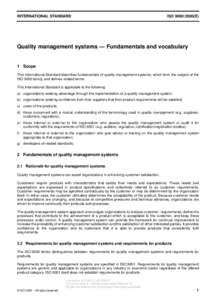 INTERNATIONAL STANDARD  ISO 9000:2000(E) Quality management systems — Fundamentals and vocabulary